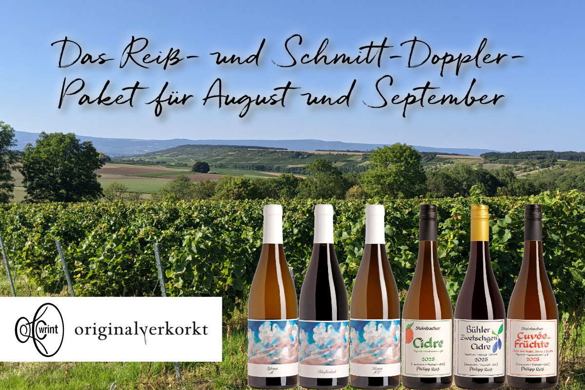 Teaser mit allen FLaschen und Logos und einem Bild von einem Weinberg aus Rheinhessen im Hintergrund